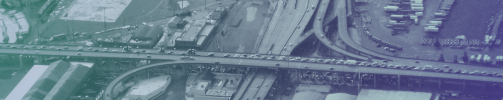 Aerial View: highway overpass in Seattle, Washington